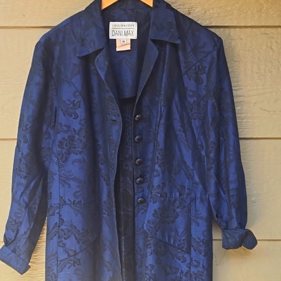 Dani Max Jackets & Blazers - Dani Max Blue Jacquard floral Blazer 16 Y2K VTG